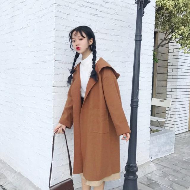 デート オフィス H80207 女子會 シンプルなデザインのフード付きノー