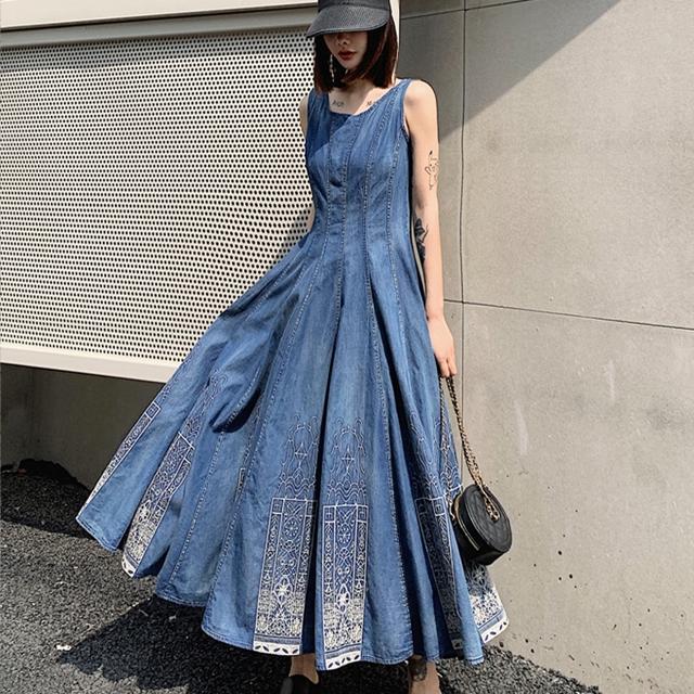 超目玉 期間限定 デニムワンピース ロング ワンピース レディース デニム おしゃれ エスニック きれいめ 大きいサイズ Xl 2xl 3xl ラウンドネック ノース クーポン発行 Www Endocenter Com Ua