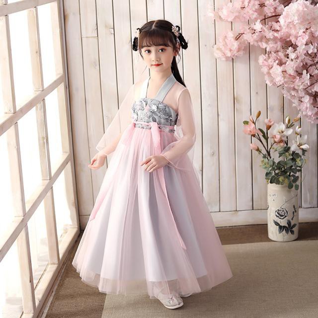 激安 即納 子供 ドレス ロング チャイナ風 韓国風 大人カラー 可愛い キッズドレス ピアノ 発表会 女の子 ドレス ロング 子ども 結婚式 フォーマル 格安人気 66 45 249 235