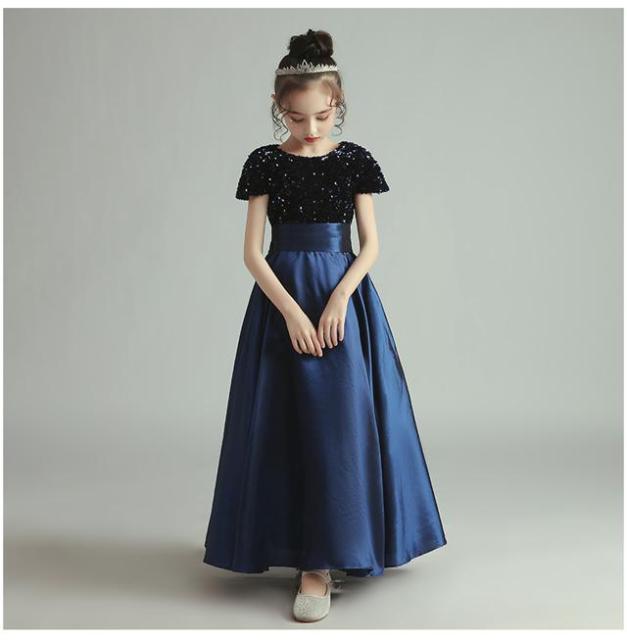 最安 子供 ドレス ロング マキシ丈 プリンセス 大人っぽい ネイビー キッズドレス ピアノ 発表会 女の子 ドレス ロング 結婚式 フォーマル お 年最新海外 Olsonesq Com