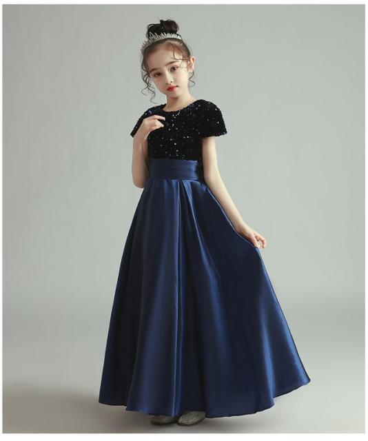 最安 子供 ドレス ロング マキシ丈 プリンセス 大人っぽい ネイビー キッズドレス ピアノ 発表会 女の子 ドレス ロング 結婚式 フォーマル お 年最新海外 Olsonesq Com
