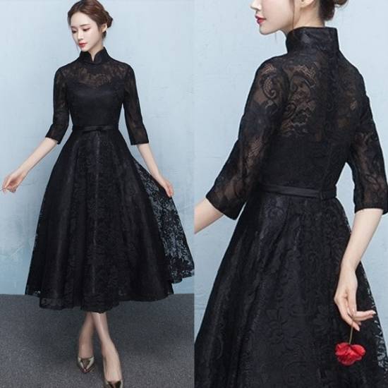 取寄品 パーティードレス 結婚式 二次会 ワンピース 結婚式 お呼ばれドレス ドレス 結婚式 お呼ばれ 黒 レース ワンピース レース 総レース ワン 在庫一掃最安挑戦 Alimamiy Ru