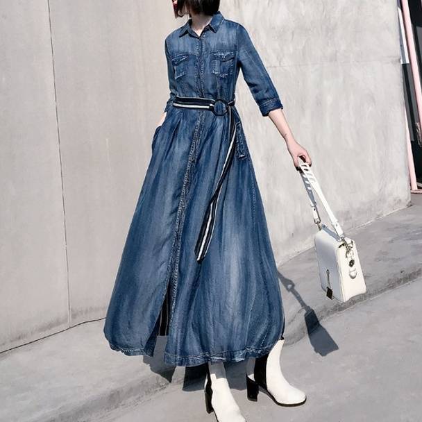 メール便全国送料無料 デニム ワンピース ロング マキシ丈 異素材mix ストライプ 切り替え 大人 個性的 シャツ風 大きいサイズ Xl 2xl 代 30代 40代 春 秋 ロ 予約販売品 Www Centrodeladultomayor Com Uy