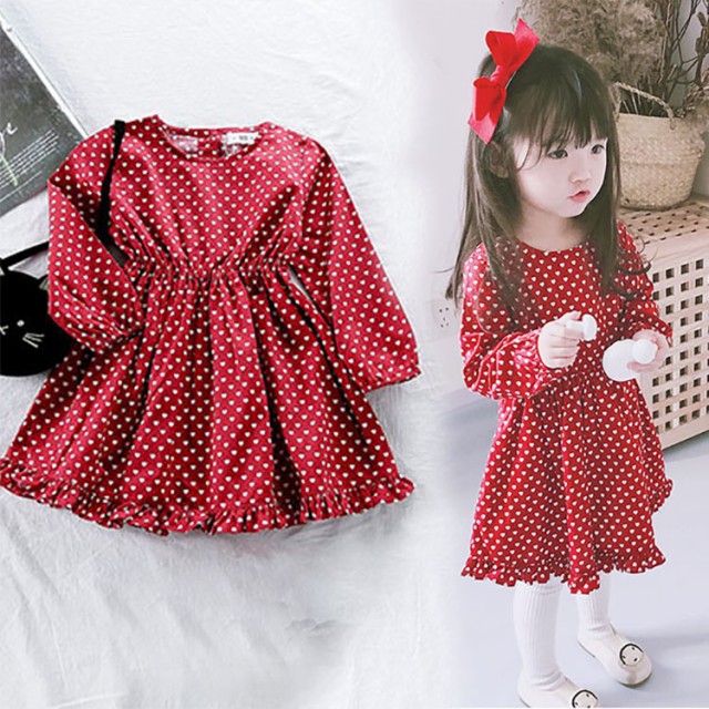 子供服春秋女の子赤いワンピース長袖ハート柄綿ワンピースベビー服dress通學 通園キッズ用可愛いレッドワンピースの通販はau Wowma ワウマ 東京 Com 商品ロットナンバー