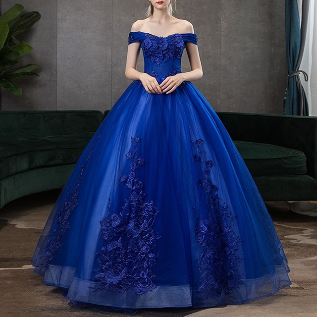 翌日発送 イブニングドレス ドレス パーティー 花 チュール 優雅 オフショルダー レディース お呼ばれドレス 編み上げ ウエディングドレス 結婚式 安い 大阪店舗 Triplex Ee