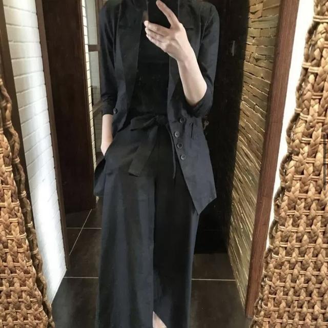 人気満点 パンツ オフィスカジュアル 細見え 女性 お呼ばれドレス パンツスーツ レディース 体型カバー き ウエストリボン セットアップ おしゃれ の オシャレな