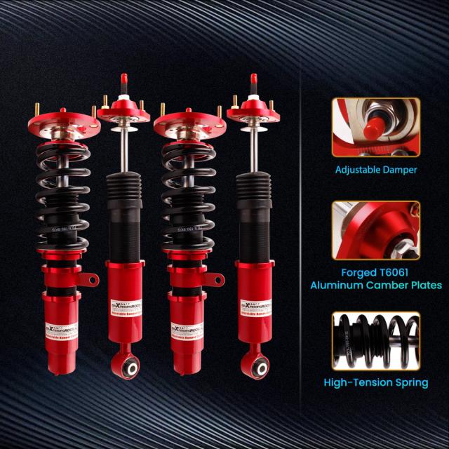 ダウン Maxpeedingrods 車高調 サスペンション 24段減衰調整 レッドの通販はau Pay マーケット