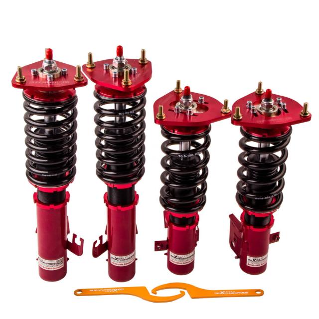 プレミア商品 Maxpeedingrods スバル インプレッサ Gc8 Wrx Sti 93 01 全長調整式 車高調 サスペンション 24段減衰調整 レッド お洒落 Sylvaniatownshippolice Com