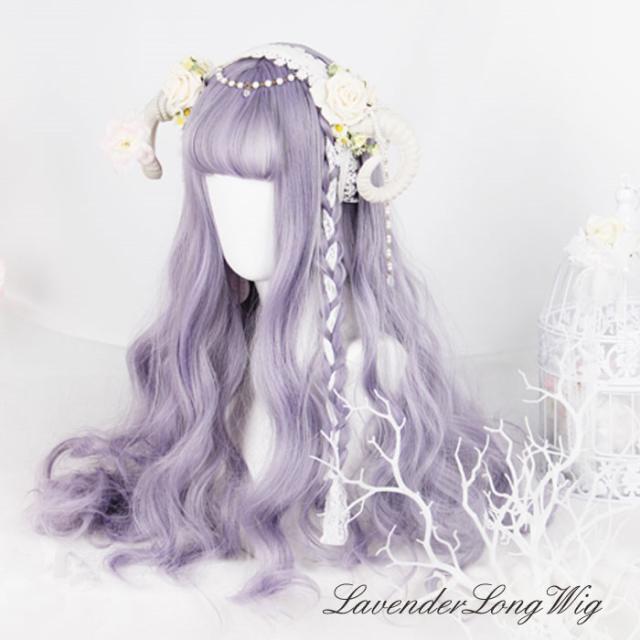 フルウィッグ コスプレ カツラ ウィッグ ロング コスプレ衣装 パープル ラベンダー Wig ゆめかわいい 耐熱 ゆるウェーブ