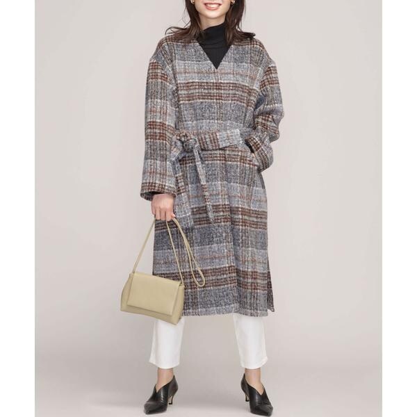 おしゃれ人気 ナノ ユニバース シャギーチェックノーカラーコート 最大30 Off Carlavista Com
