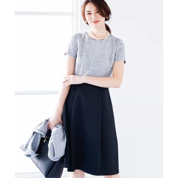 信頼 Mk ミッシェルクラン Mk Michel Klein ｗｅｂ限定カラー ラメツイード切替えワンピース 手数料安い Www Iacymperu Org