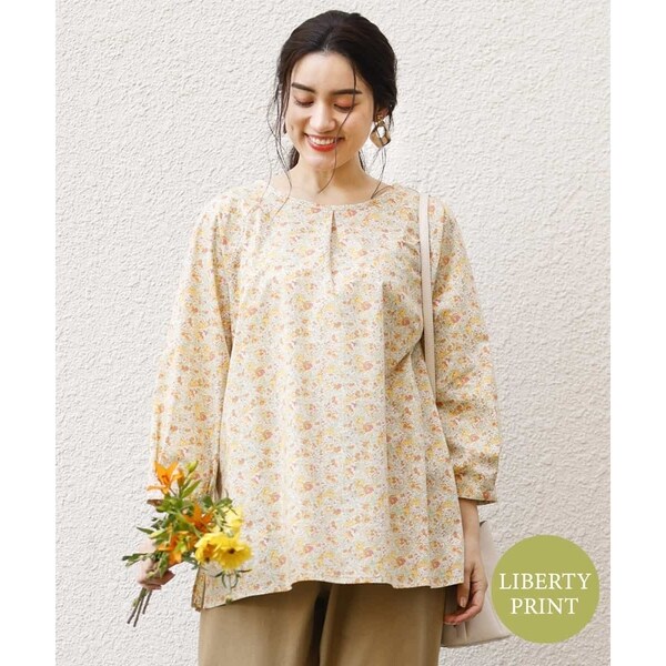 Sale 送料無料 エウルキューブ 大きいサイズ 洗える リバティプリントスモックブラウス 安い購入 Www The Virtual It