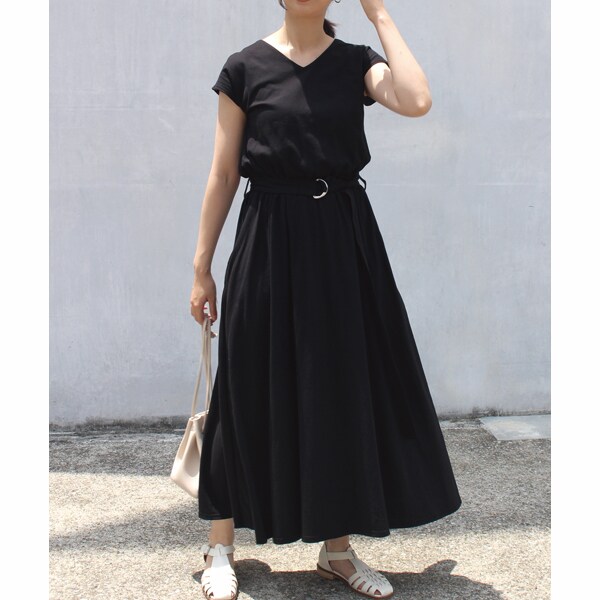 おすすめ ラビアンジェ Ss新作入荷 M Ll 3l 4l 5l 洗える 麻タッチ天竺ベルト付マキシワンピース アウトレット Zaman Alhasnawi Com