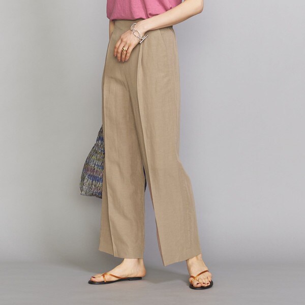 21年春夏再入荷 New ビューティ ユース ユナイテッドアローズ ｂｙ 麻ブレンドハイウエストタックワイドパンツ 在庫処分特価 Iacymperu Org