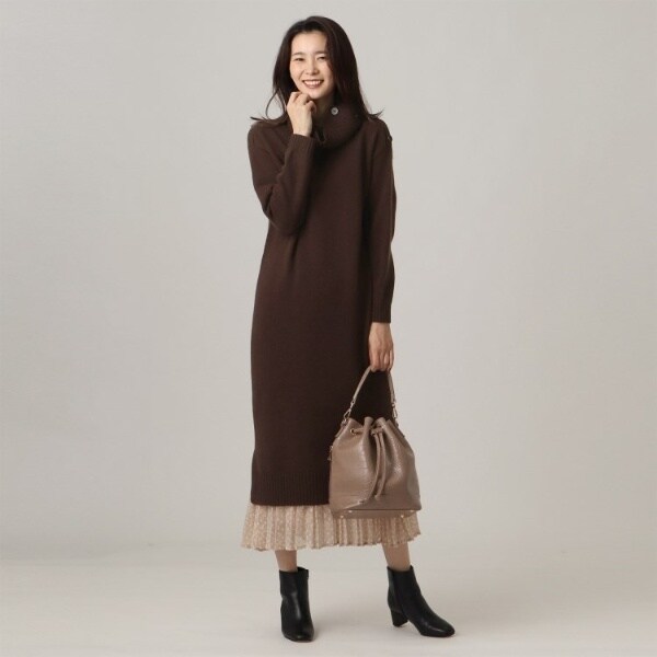 今だけ限定価格 アンタイトル L 洗える 肩ボタンタートルニットワンピース 21新作モデル Karanipoolservices Com
