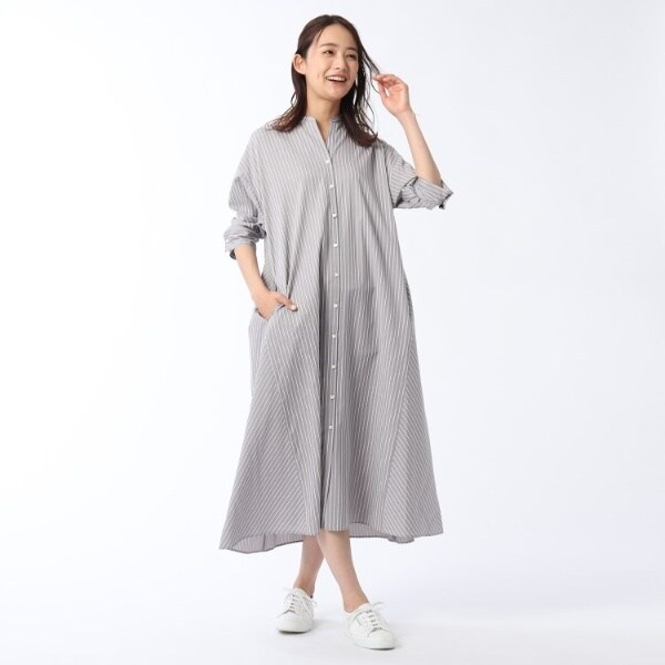 注目の New アンタイトル 洗える ストライプ柄シャツワンピース シニアファッション Travelstore Tn