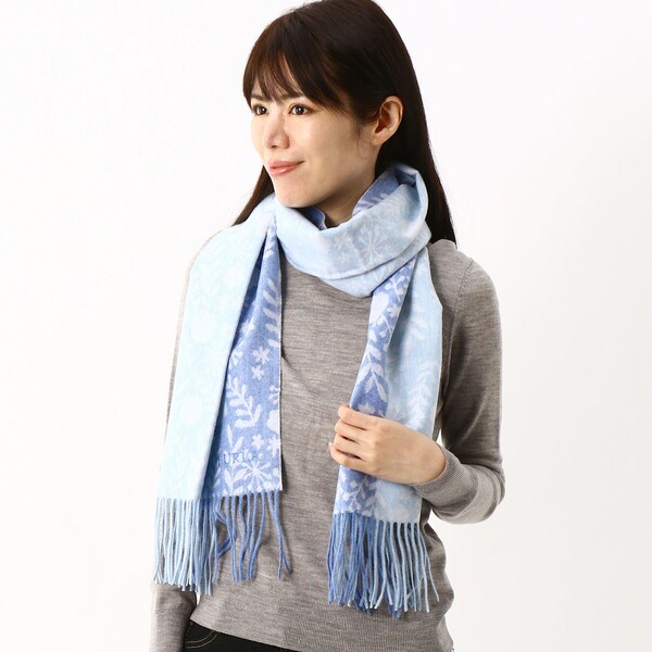 新品特価品 New フルラ Furlaカシミヤｘウールボタニカルジャカードストール 羽織れる ワンマイル 家中 高級感 Triplex Ee