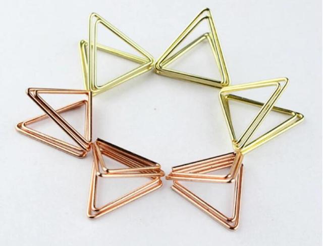 ペーパークリップ トライアングル 三角形 しおり 金属クリップ ヒンジクリップ 可愛い おしゃれ 金属 オフィス文具 枚 書類クリップ