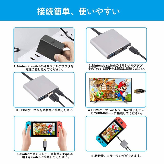 Nintendo Switch Type C To Hdmi変換アダプタ 3in1 ニンテンドー スイッチドック 代わり品 熱対策 映像変換 4k解像度 スイッチ ドックセの通販はau Pay マーケット プラネットアース 商品ロットナンバー
