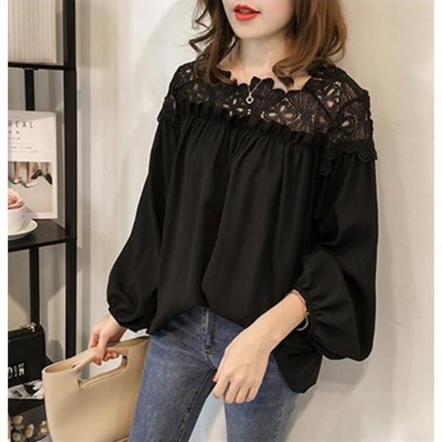 仕事 韓国ファッション 大人フェミニン 花柄 レースシャツ ベーシック トップス インナー 長袖 おしゃれ 通勤