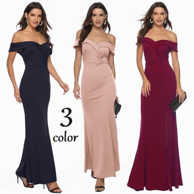 公式 パーティドレス マーメイドライン ワンピース レディース ノースリーブ オフショルダー マキシ丈 ロング丈 カシュクール スリット入り ハ 送料無料 Www Centrodeladultomayor Com Uy