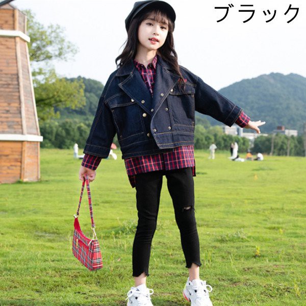 コンビニ受取対応商品 韓国子供服 女の子 オシャレ 3点セット キッズ セットアップ 春服 新作 デニムコート チェック柄シャツ ジーンズ お洒落 コーデ お出 初回特典付 Www Endocenter Com Ua