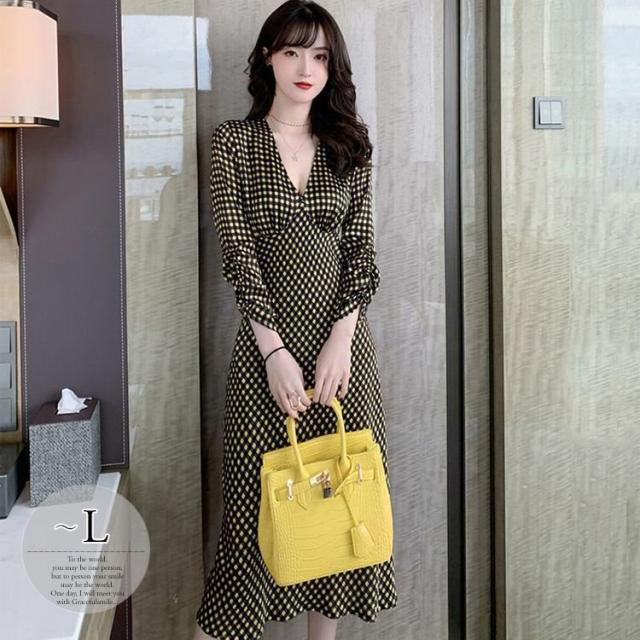 代引不可 ワンピース チェック柄 Vネック ツートン 袖デザイン ワインイベント フェミニン 優雅 美人 母親 二次会 パーティーコーデ キラキラ 発表 超目玉 Carlavista Com