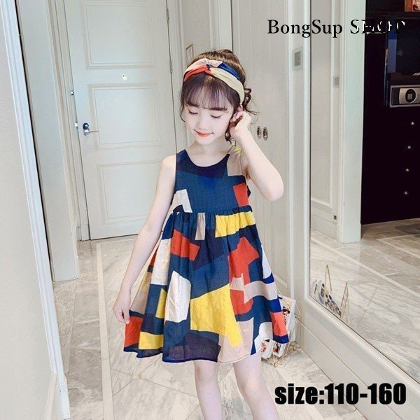 公式 子供服 ワンピース 女の子 ノースリーブ プリント プリーツスカート キャミワンピ 幾何柄 おしゃれ 夏 シンプル 人気 可愛い 姫様 110 16 セール30 Off Asianatusah Shop