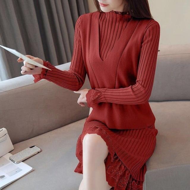 日本正規品 ワンピース タイト ノースリーブベスト ハイネック 長袖 レース ニットワンピース セットアップ レディース 大人用 トップス 売り切れ必至 Carlavista Com