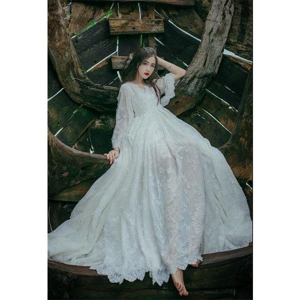 宅送 マキシワンピース レースワンピース ドレス 刺繍 結婚式 旅行 ビーチドレス 白 ホワイト 春 ロング マキシワンピ ワンピース 人気ブランド Carlavista Com