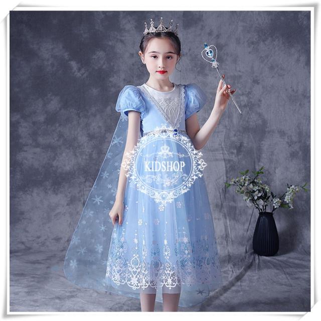 優先配送 ワンピース キッズ プリンセス アナ雪 エルサ アリエル ラプンツェル 子供 女の子 半袖マント付き 子供服 フォーマル Kerenaynor Org Il