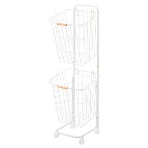 セール開催中 送料無料 バスケットワゴン 収納ボックス 2セット 2段 ホワイト 幅37cm 奥行40cm 高さ107cm キャスター付き スチール 組立品 ファイナルバーゲン Centrodeladultomayor Com Uy