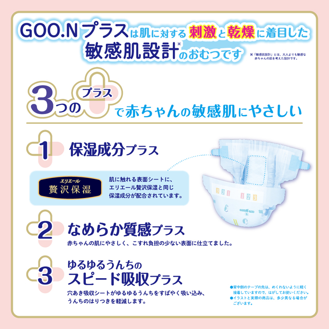 グ～ンプラス 敏感肌設計 2個セット 選べる5サイズ テープタイプ 大王製紙 オムツ おむつ