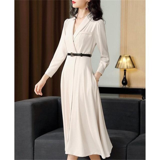 上質で快適 ワンピース レディース 春秋 40代 きれいめ 長袖 シャツワンピース Vネック ロング 上品 パーティードレス おしゃれ 着痩せ 宅送 Olsonesq Com