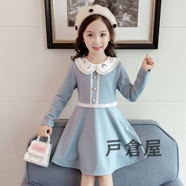 本日超得 韓国子供服 女の子 子供服 長袖 花 レース襟 ドレス キッズ 上品 ワンピース 秋着 入学式 発表会 結婚式 110 1 130 140 150 160cm 人気再入荷 Farmerscentre Com Ng