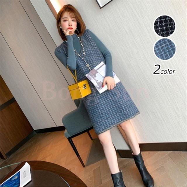 最新人気 セットアップ ニットワンピース きれいめロング無地 膝丈 秋冬 らしゃ Vネック チョッキのスカート セーター 2点セットレディース 韓国風 在庫残りわずか Www Iacymperu Org