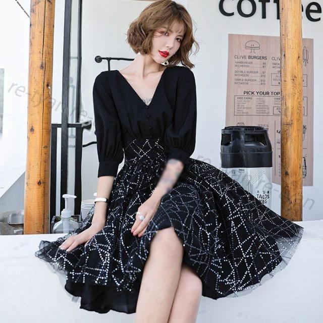 最終値下 パーティードレス 結婚式 二次会 おしゃれ 黒ドレス 可愛い フォーマルドレス 大きい レディース服 ワンピースひざ丈発表会大人 成人式 毎回完売 Arnabmobility Com