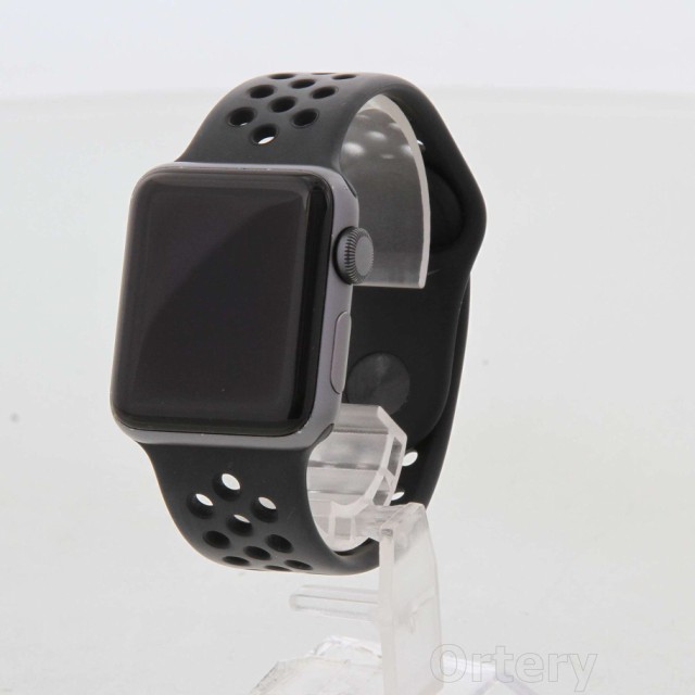 (中古)Watch Series 3 Nike+ GPS 38mm スペースグレイアルミニウムケース アンスラサイト/ブラックNikeスポーツバンド(252-ud)