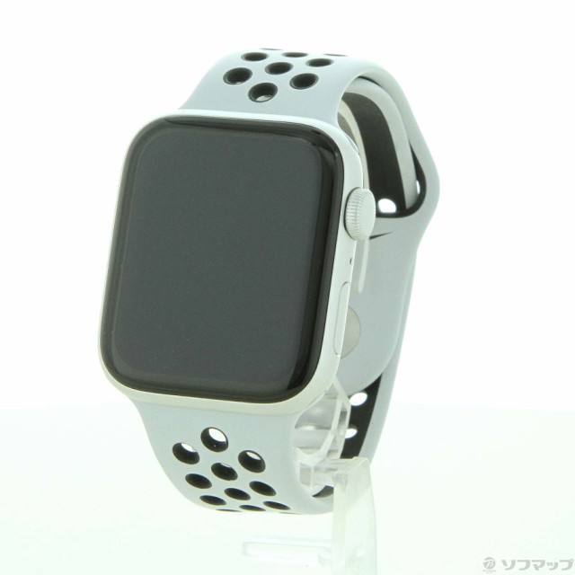 (中古)Apple Apple Watch SE Nike GPS 44mm シルバーアルミニウムケース ピュアプラチナム/ブラックNikeスポーツバンド(269-ud)