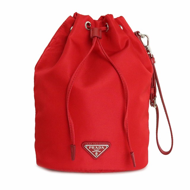 （新品・未使用品）プラダ PRADA VELA ナイロン 巾着バッグ ポーチ リストレット ROSSO レッド 赤 三角 トライアングルロゴ 1NE369 箱付