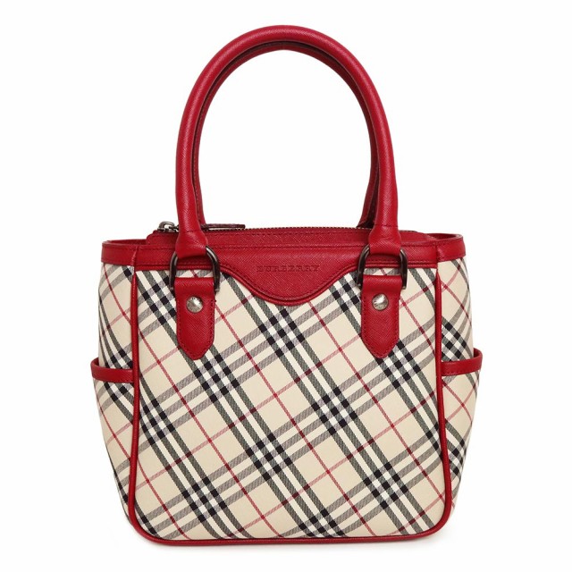 （未使用　展示品）バーバリー BURBERRY キャンバス レザー ノバチェック ハンドバッグ ベージュ レッド 赤