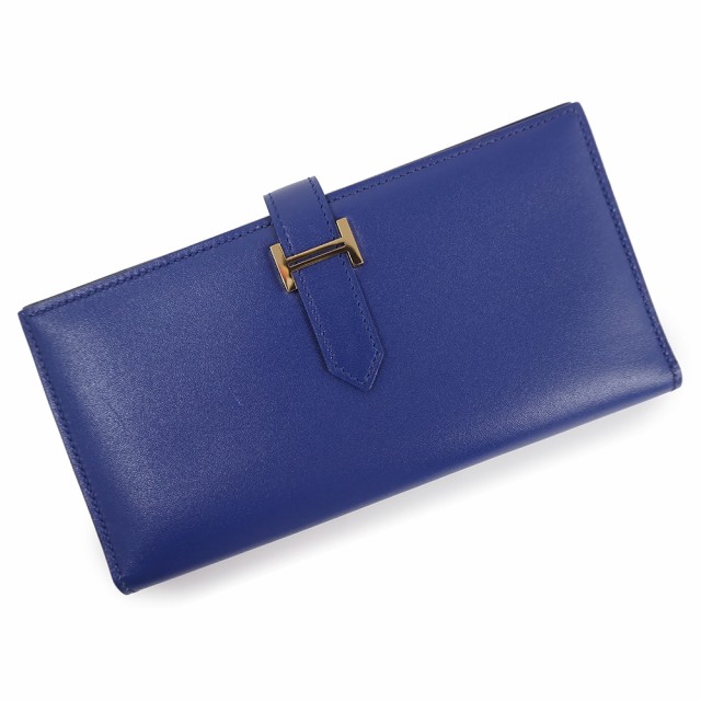 （未使用　展示品）エルメス HERMES ベアンスフレ 二つ折り長財布 ヴォータデラクト レザー Bleu Electrique ブルーエレクトリック 青 ゴ