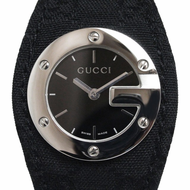 （新品・未使用品）グッチ GUCCI Gバンデュー クォーツ 腕時計 レザー GGキャンバス ブラック 黒 YA104504 箱付 訳ありの