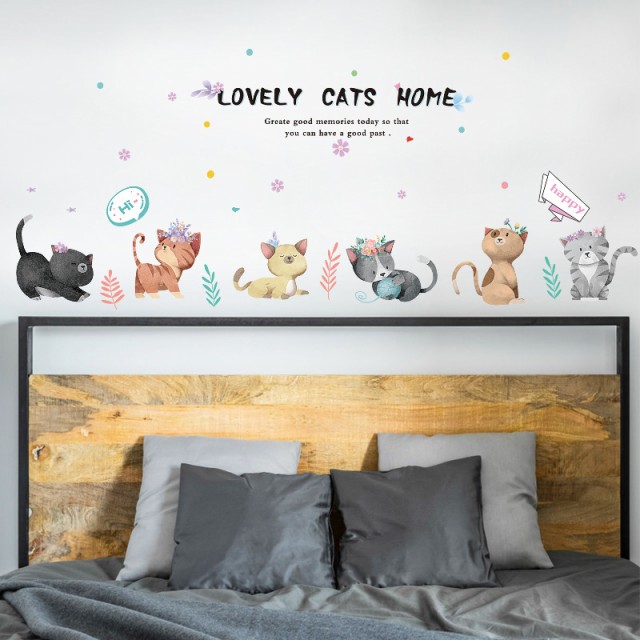 ウォールステッカー ウォールシール ねこ 猫 面白い猫 子猫 かわいい猫 動物 壁紙 小物 寝室 可愛い おしゃれ 手軽 雰囲気