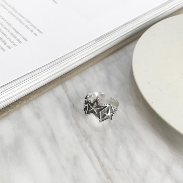 指輪 リング レディース 女性用 アクセサリー 星 スター シルバーカラー ロック おしゃれ シンプル ファッション小物