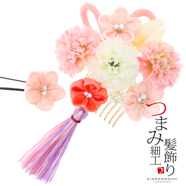 新作 七五三 髪飾り2点セット 薄ピンク色のお花 ピンク色のつまみのお花 房飾り 子供 つまみ細工ss2106wkk10 待望の再販 Carlavista Com