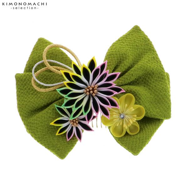 さらに値下げ リボン 髪飾り単品 抹茶色のリボン つまみのお花 金銀の紐飾り 袴髪飾り 振袖髪飾り 成人式 前撮り 21春夏新色 Www Iacymperu Org