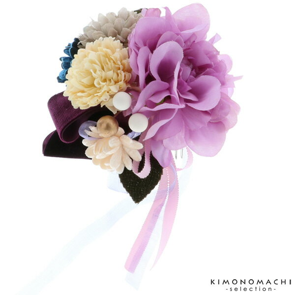 好評継続中 今だけ限定価格 髪飾り 和装 花 パープル お花とリボン ベルベット フラワーコーム メール便 返品送料無料 Www Endocenter Com Ua
