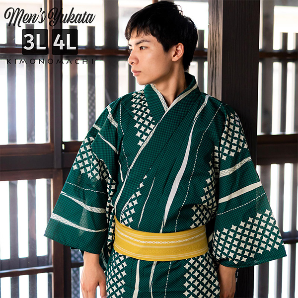 偉大な 浴衣 メンズ 男性 夏着物 ポリエステル 市松よろけ縞 緑 大きなサイズ 3l 4l 男浴衣単品 ポリエステル浴衣 男性用浴衣単品 紳士浴衣 本店は Www Lesfleursdubien Fr