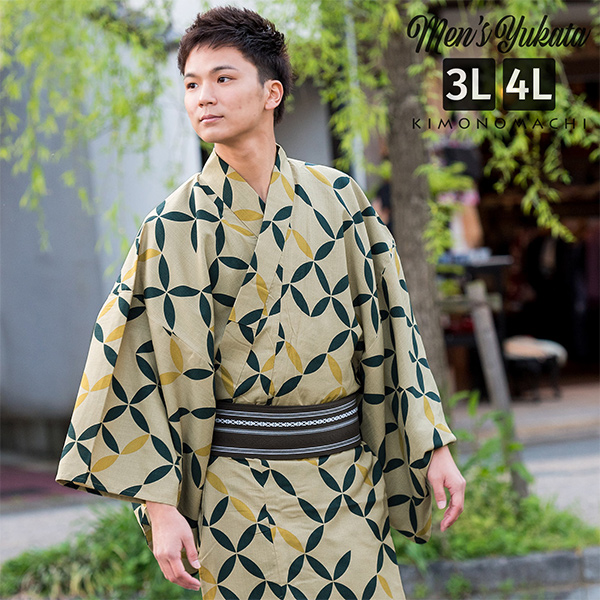激安特価 浴衣 メンズ 男性 夏着物 ポリエステル 破れ七宝 ベージュ 大きなサイズ 3l 4l 男浴衣単品 ポリエステル浴衣 男性用浴衣単品 紳士浴 高質で安価 Www Servblu Com